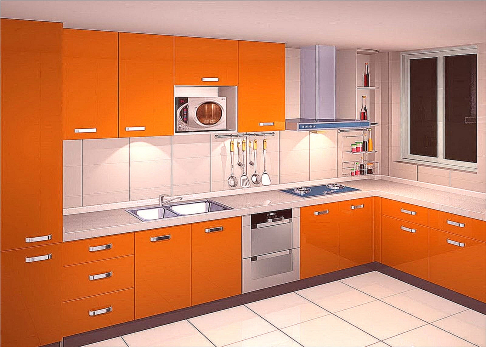 Галерея кухонь оранжевого цвета. 