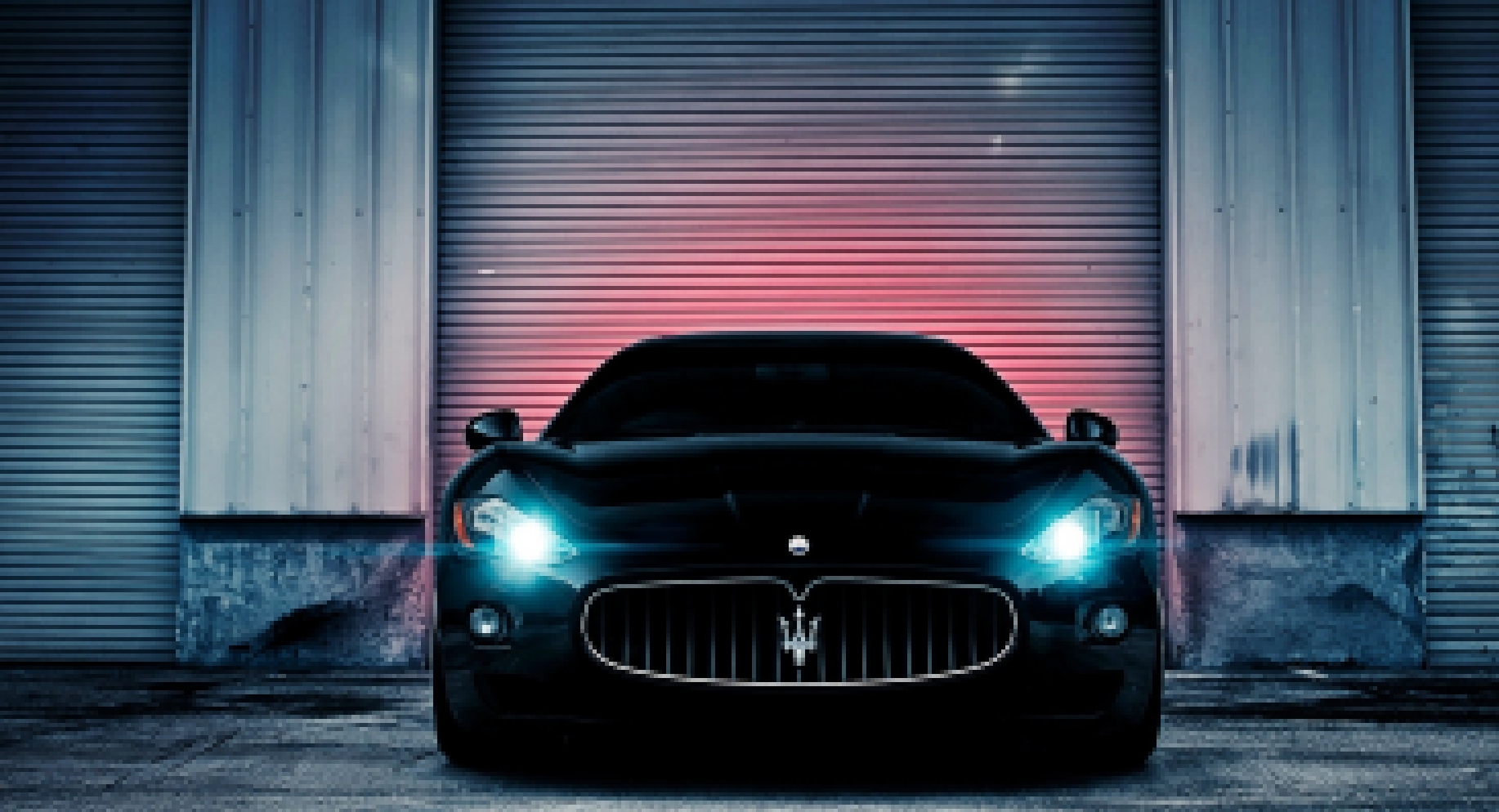 Download Čierna Maserati GranTurismo svetlomety čelný pohľad 1280x1024 wall...